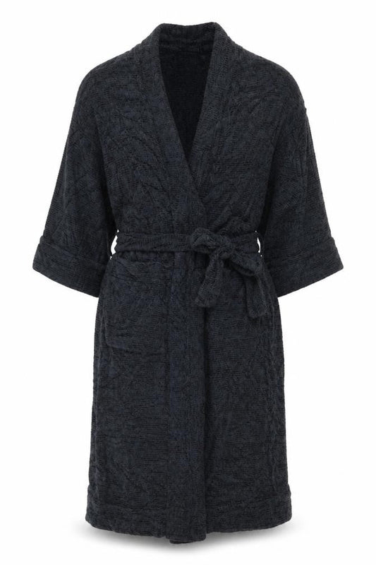 Marks and Spencer Women Black S Knit Belted Long Sleeve Robe