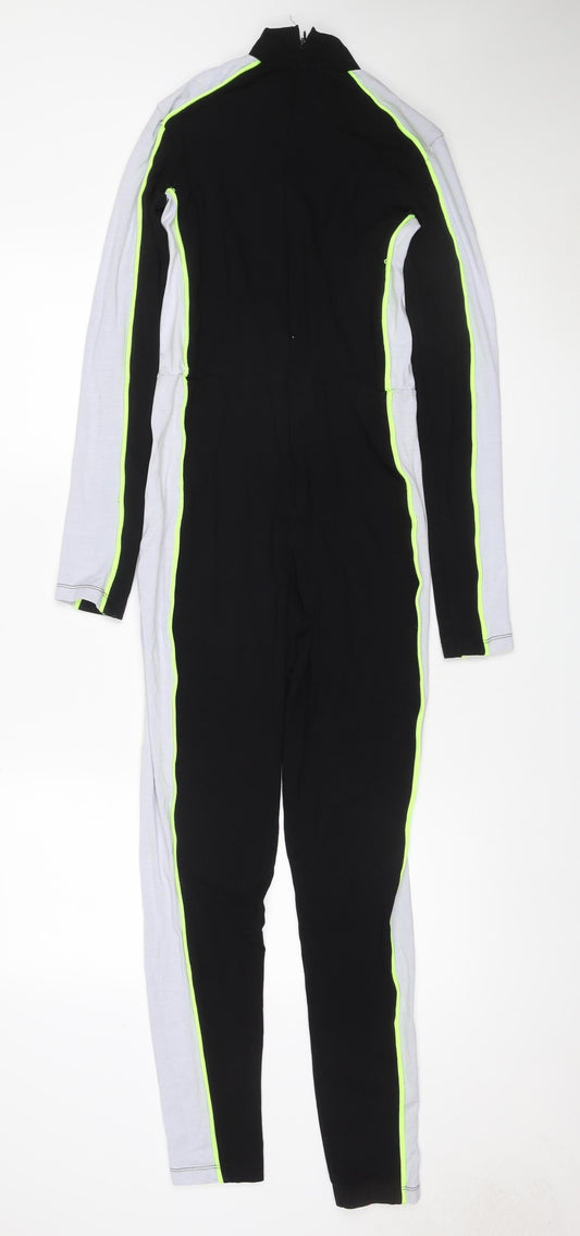 Topshop SNO Womens Black Colourblock Jersey Jumpsuit UK 10