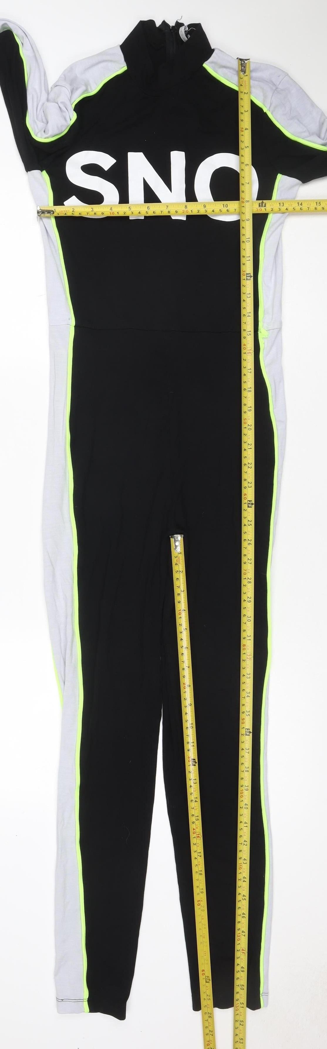 Topshop SNO Womens Black Colourblock Jersey Jumpsuit UK 10