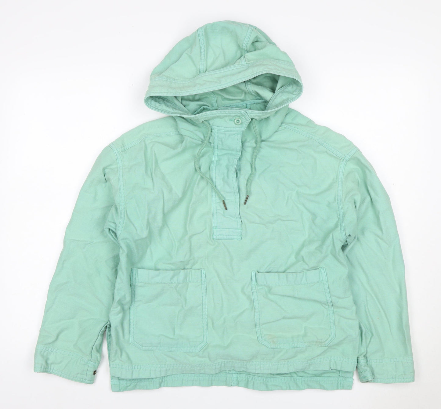 GAP Women's Green XS Petite Hooded Cotton Anorak Jacket Pockets