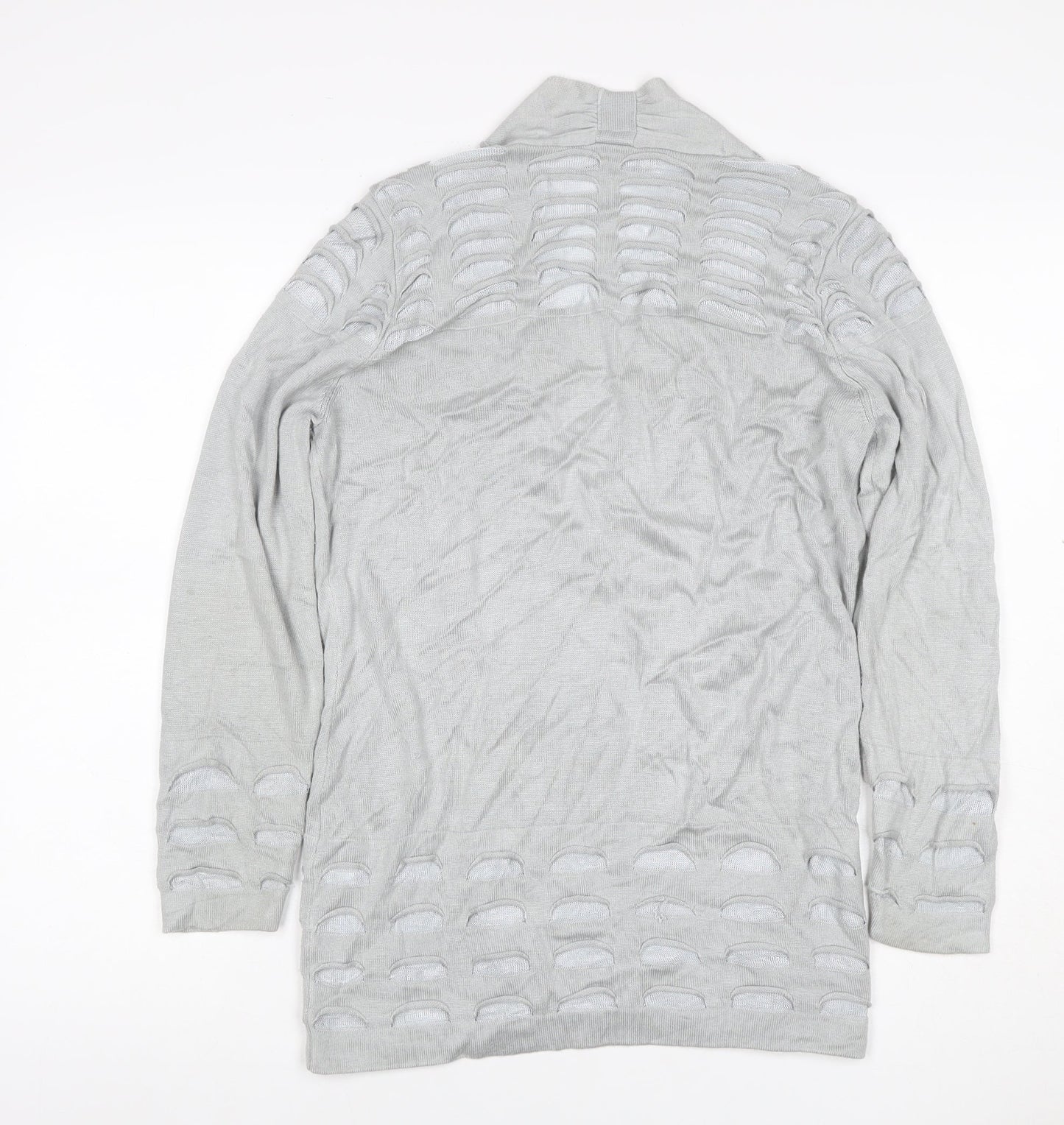 Per Una Women Grey UK 12 Open Knit Long Sleeve Cardigan
