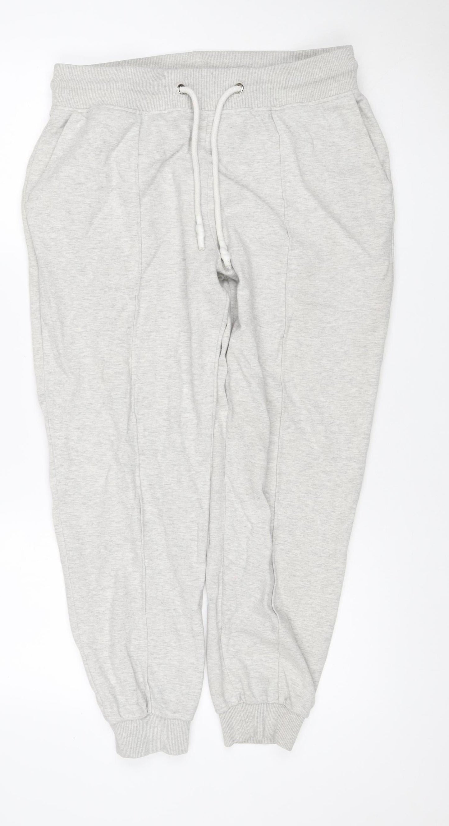 Reiss Men Grey M Jogger Sweatpants Drawstring Zip Pocket Cotton Blend