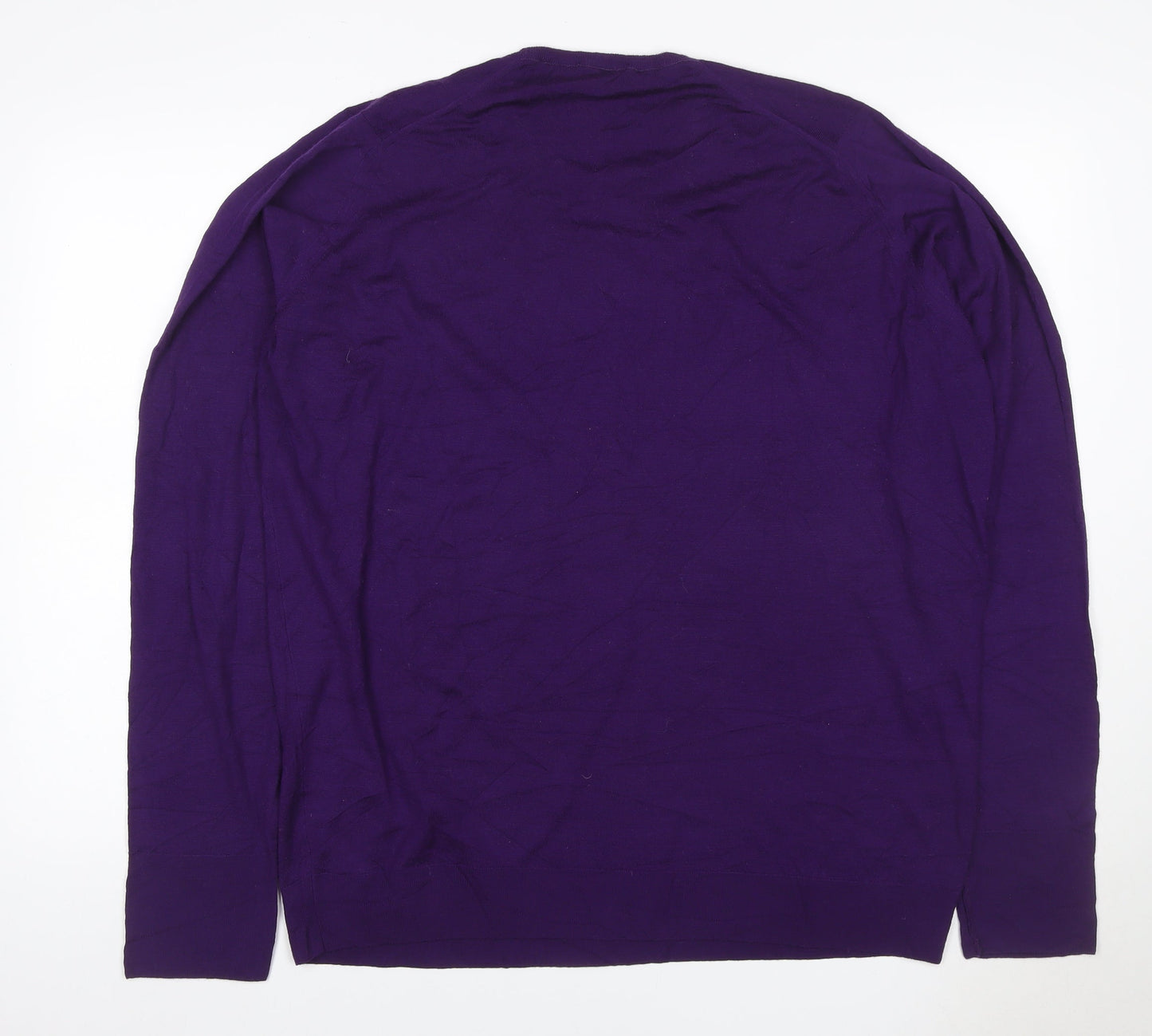 John Smedley Men’s Purple XL Merino Wool Crew Neck Pullover Jumper