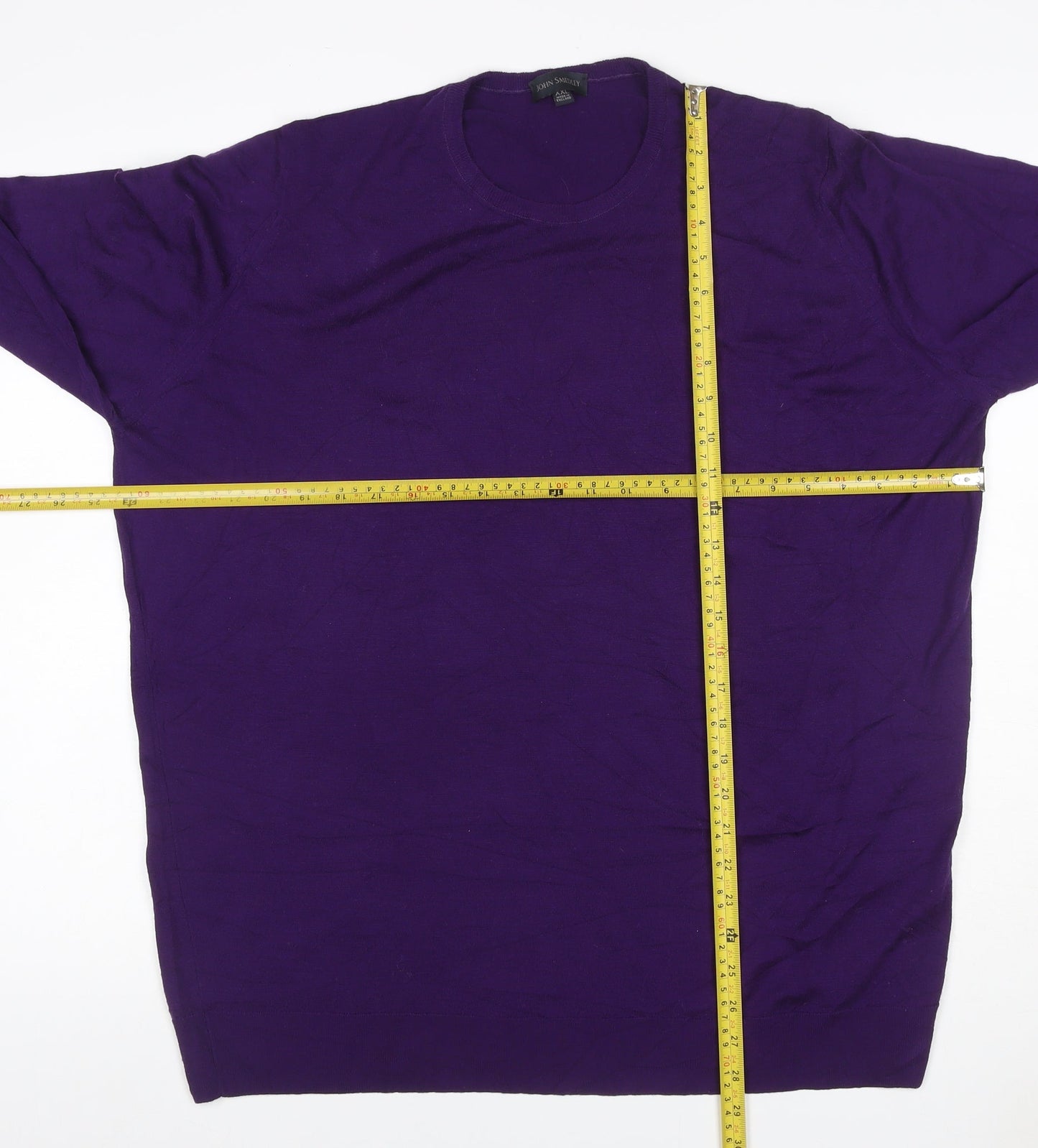 John Smedley Men’s Purple XL Merino Wool Crew Neck Pullover Jumper