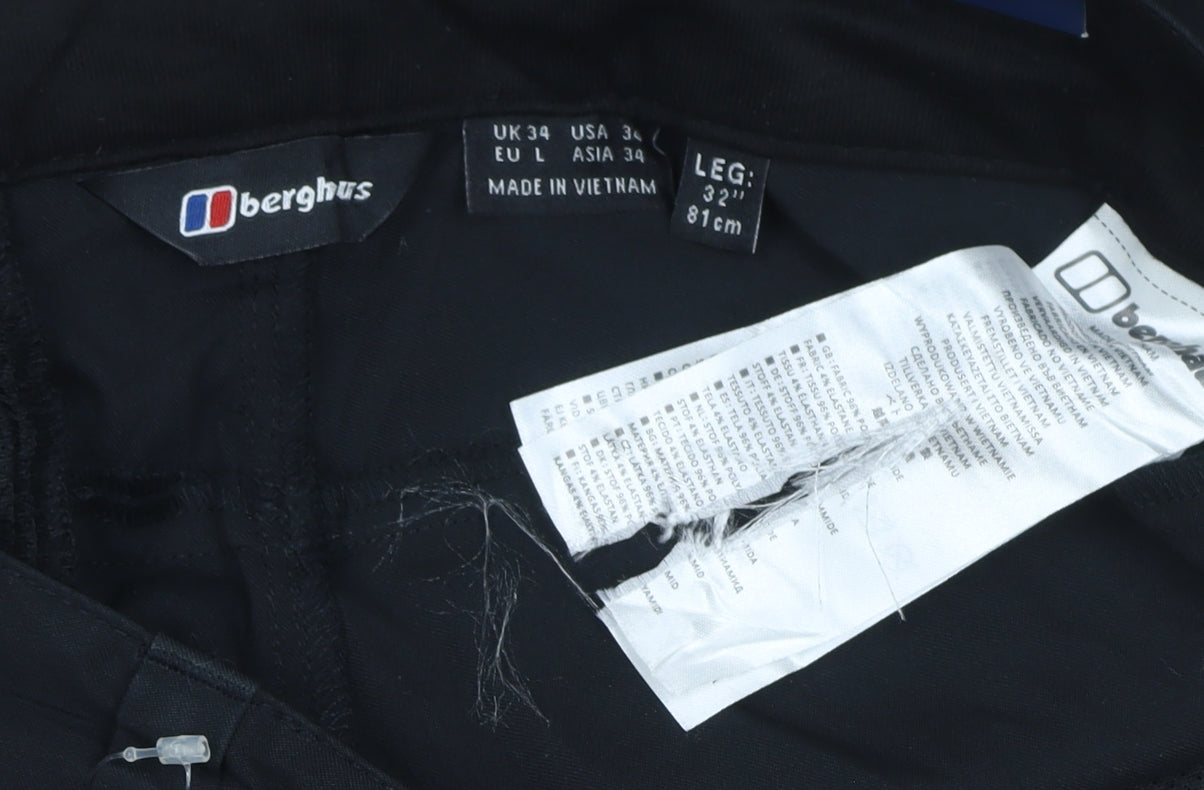 Berghaus Unisex Black 34 32in Straight Stretch Walking Trousers NWT