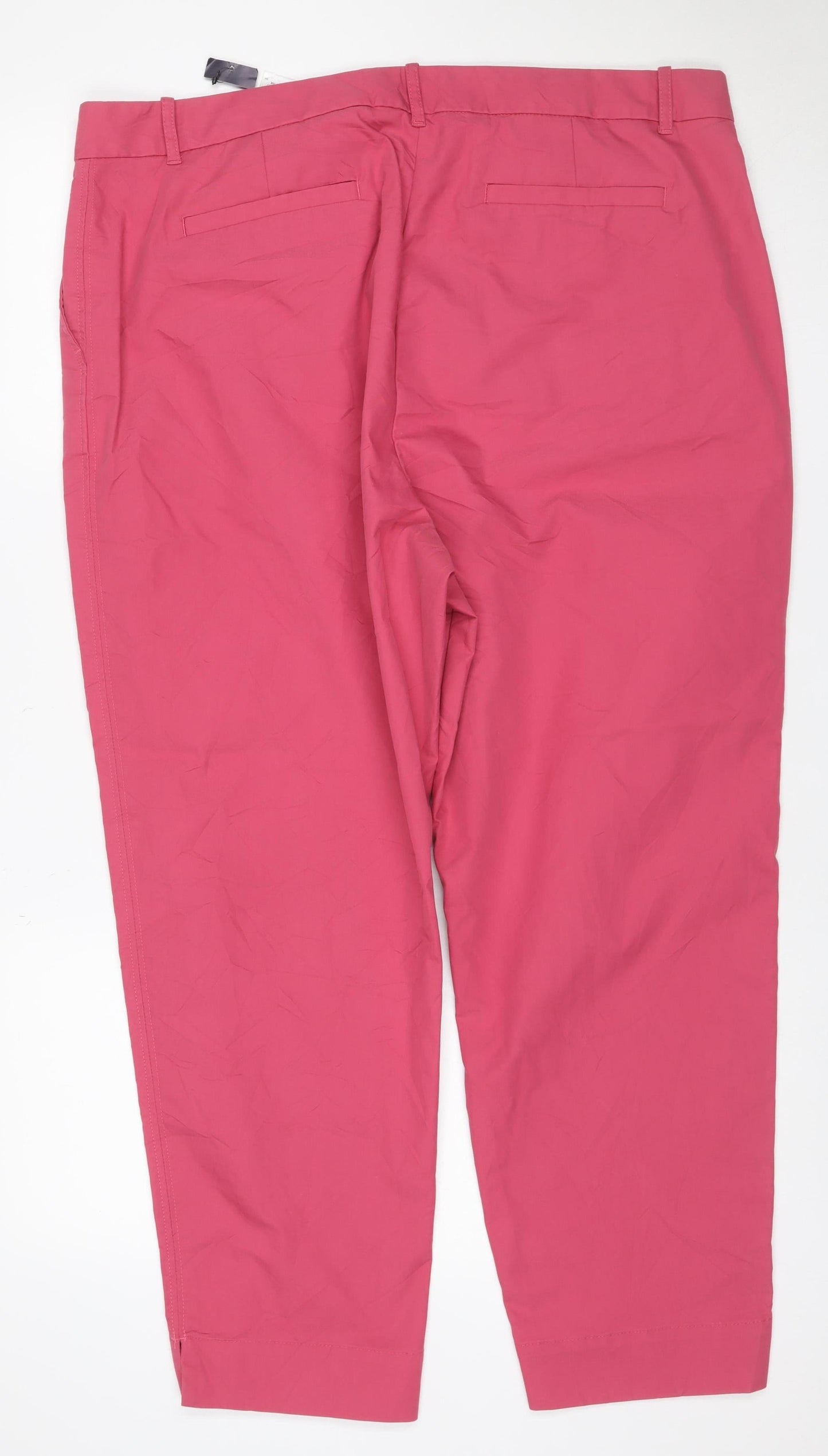 Marks & Spencer Women Pink Size 20 Cotton Blend Straight Trousers