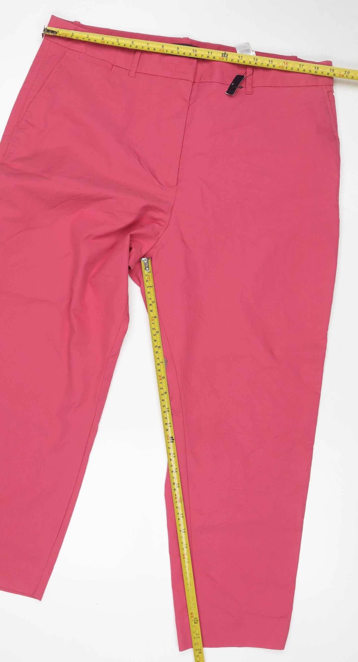 Marks & Spencer Women Pink Size 20 Cotton Blend Straight Trousers