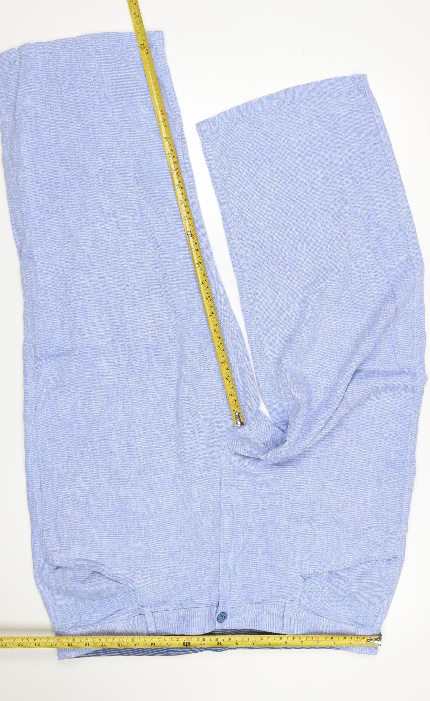 White Stuff Women Blue Linen Cropped Wide Leg Trousers UK 20