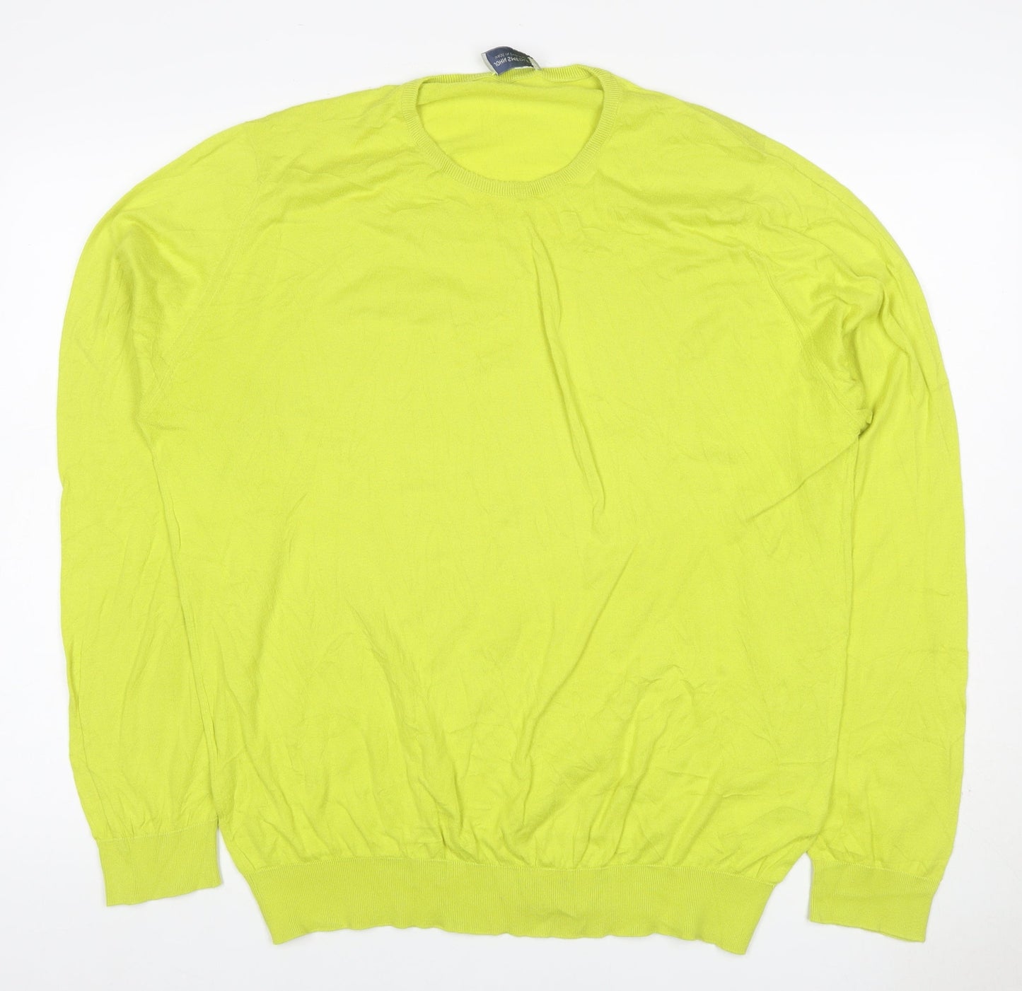 John Smedley Men’s Yellow 2XL Sea Island Cotton Crew Neck Pullover Jumper