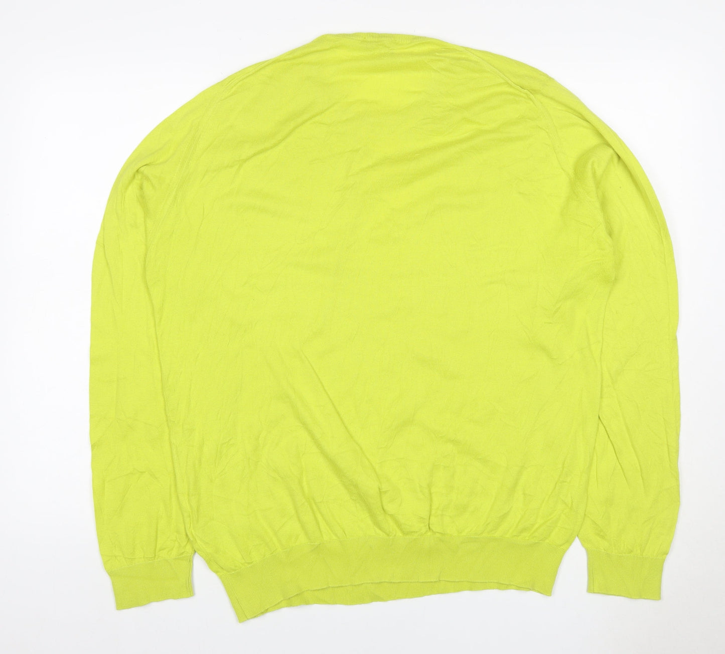 John Smedley Men’s Yellow 2XL Sea Island Cotton Crew Neck Pullover Jumper