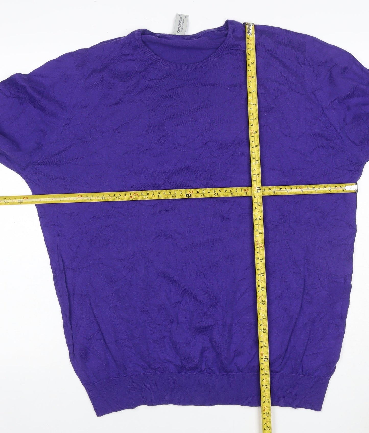 John Smedley Men Purple XXL Sea Island Cotton Crew Neck Pullover Jumper