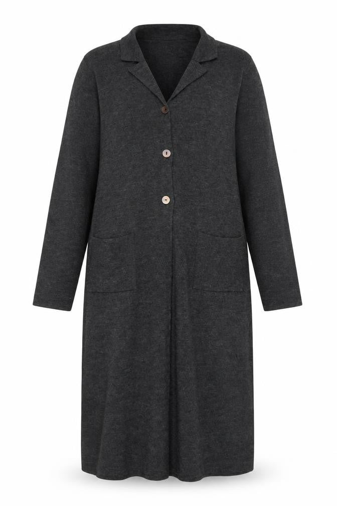 Marks & Spencer Women Grey UK 20 Long V-Neck Wool Blend Cardigan