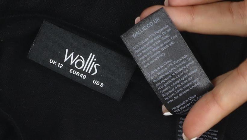 Wallis Women Black UK 12 Stud Button Detail Round Neck Knit Jumper