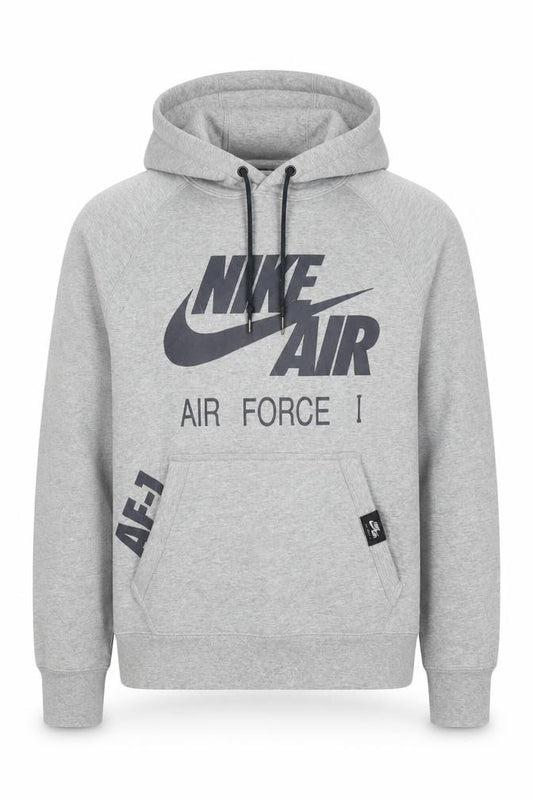 Nike Air Force 1 Unisex Kids Grey Pullover Hoodie S Logo