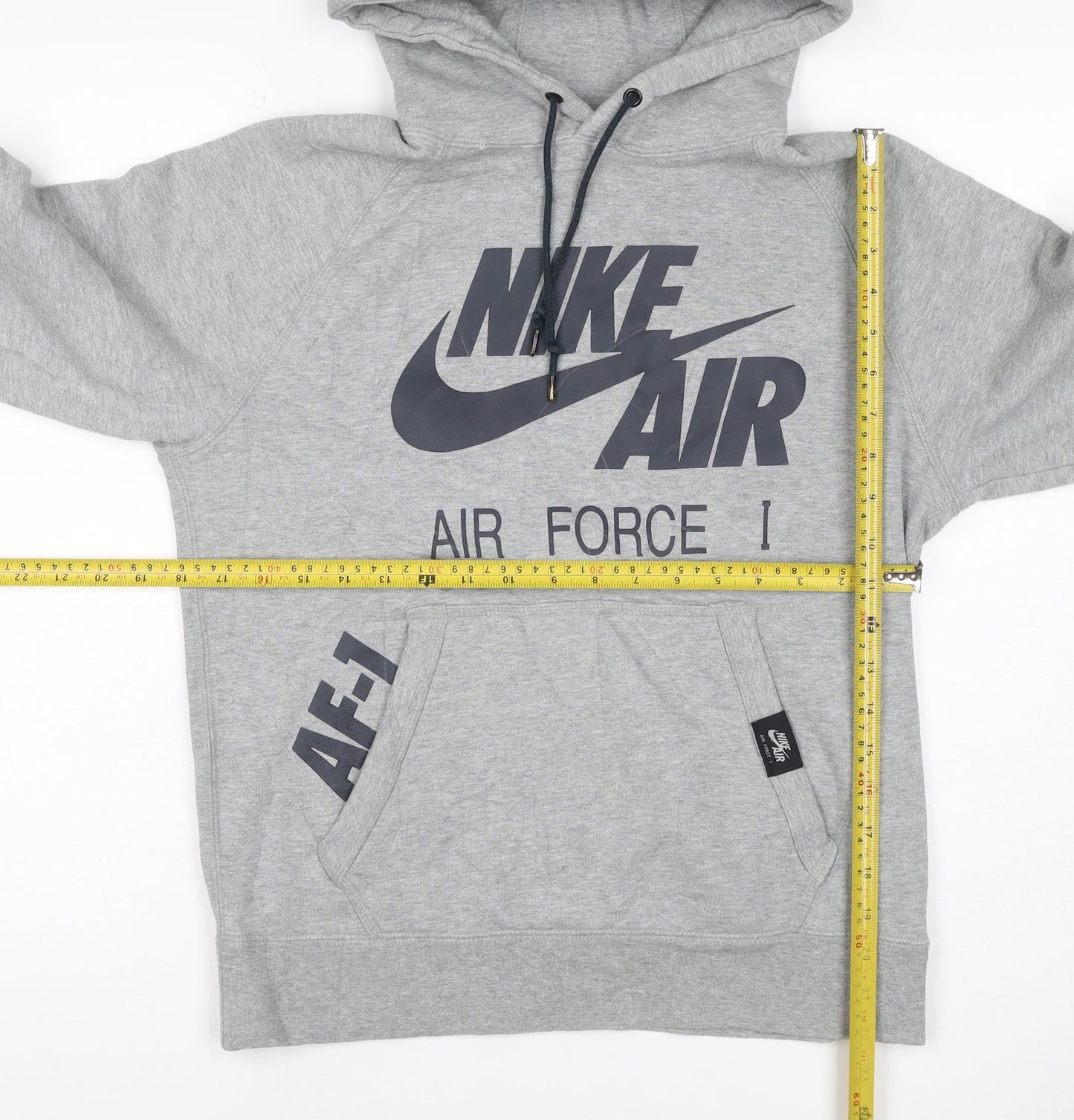 Nike Air Force 1 Unisex Kids Grey Pullover Hoodie S Logo