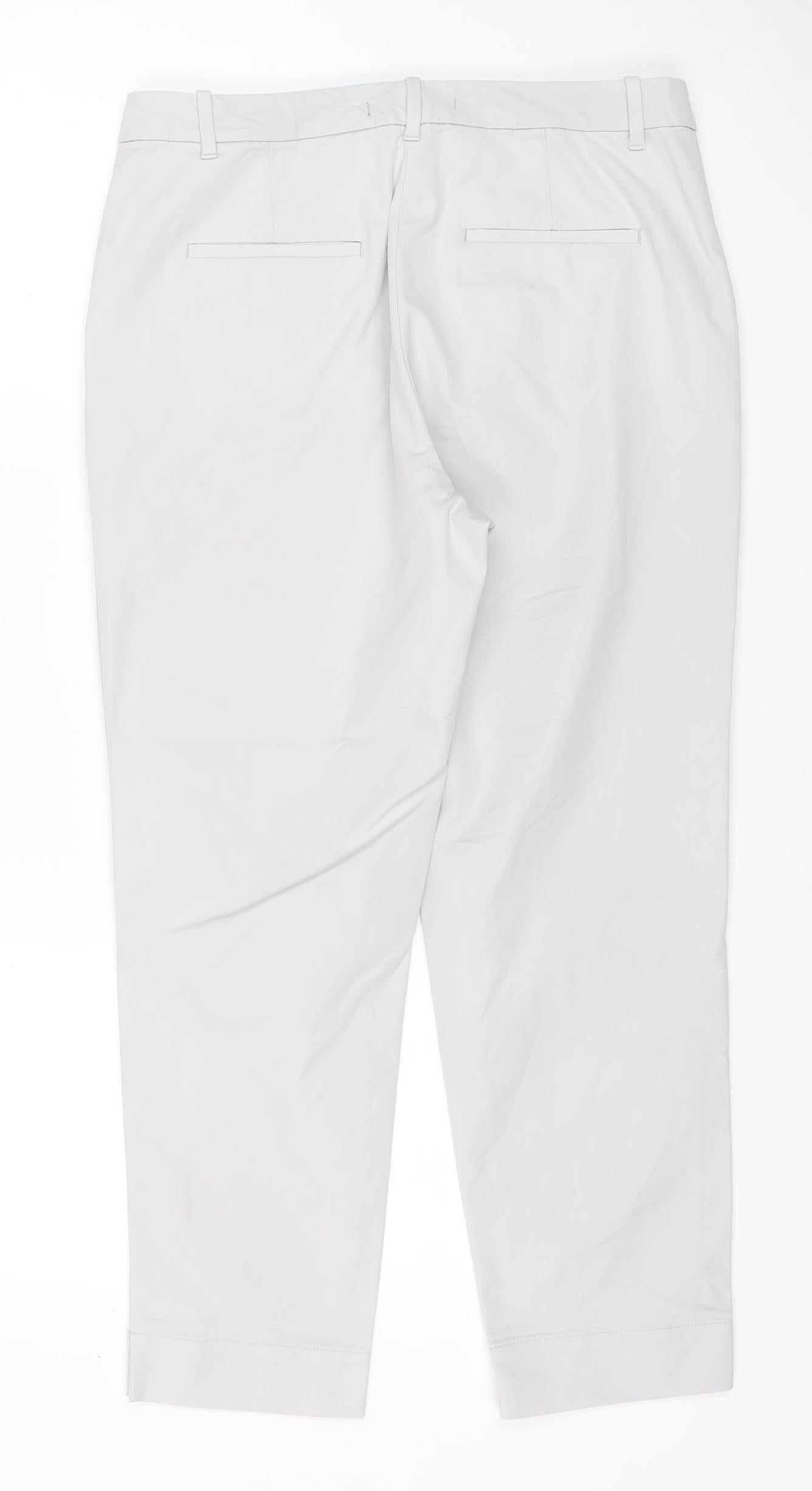 M&S Women’s Grey UK 10 Short Straight Leg Cotton Blend Trousers