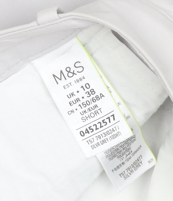 M&S Women’s Grey UK 10 Short Straight Leg Cotton Blend Trousers
