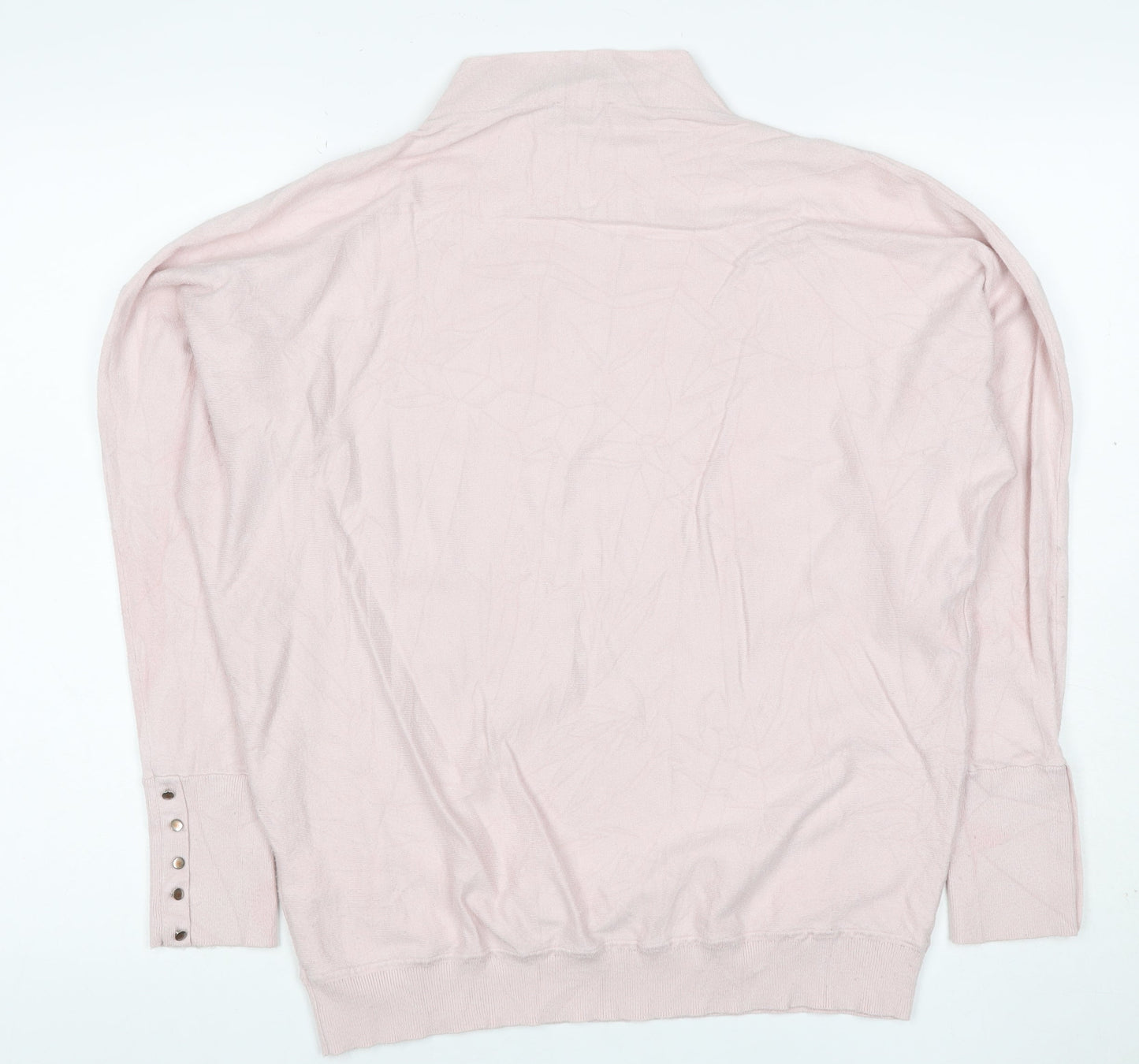 Phase Eight Women Pink M High Neck Button Cuff Viscose Blend Jumper