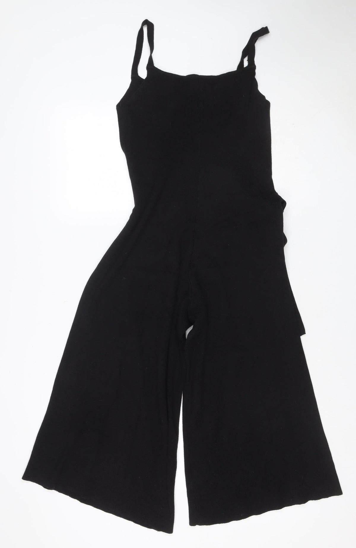 Stradivarius Women Black UK 10 Wide-Leg Belted Strappy Jumpsuit