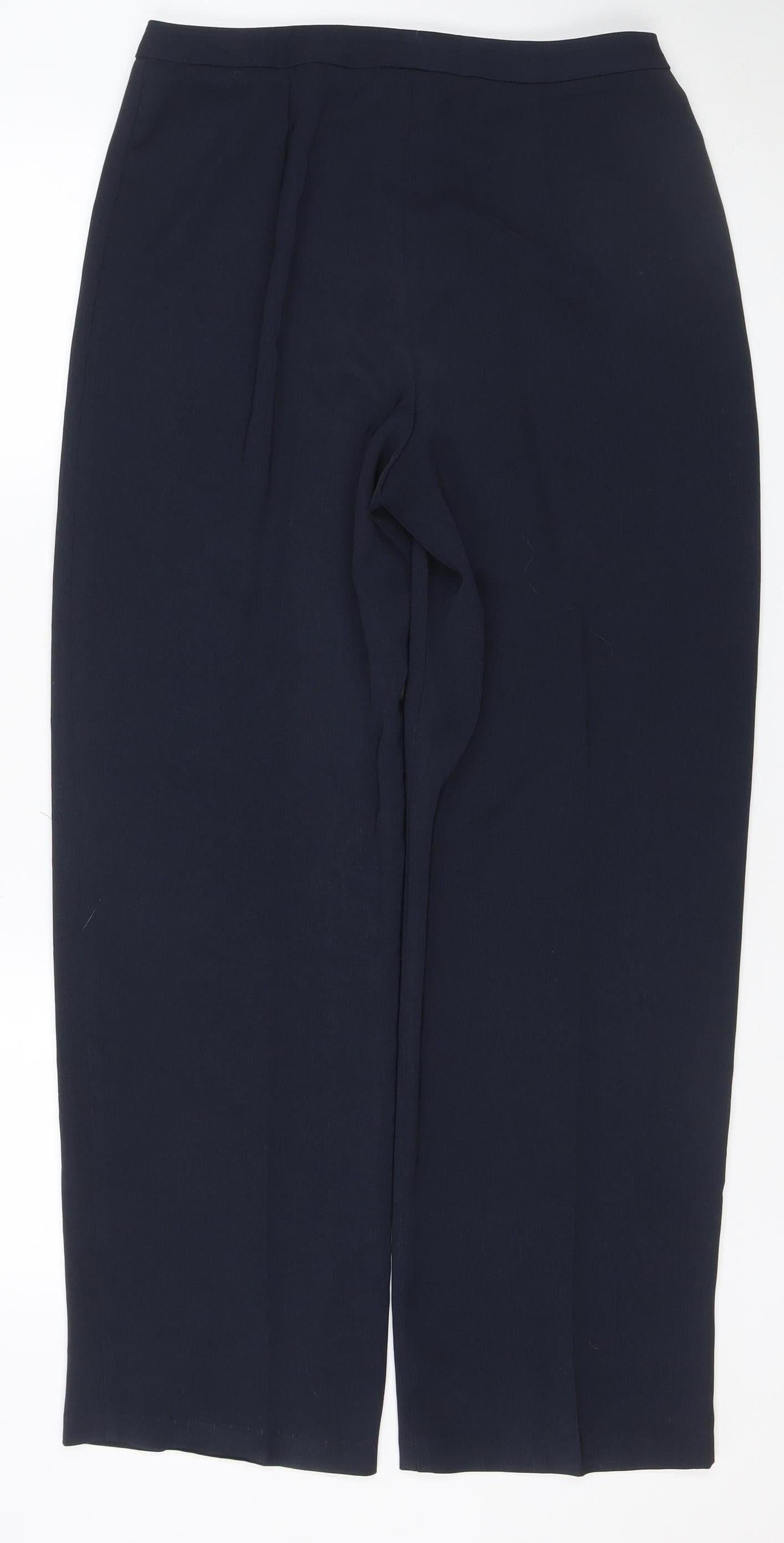 Marks & Spencer Women Navy UK 14 Straight Leg Tailored Trousers