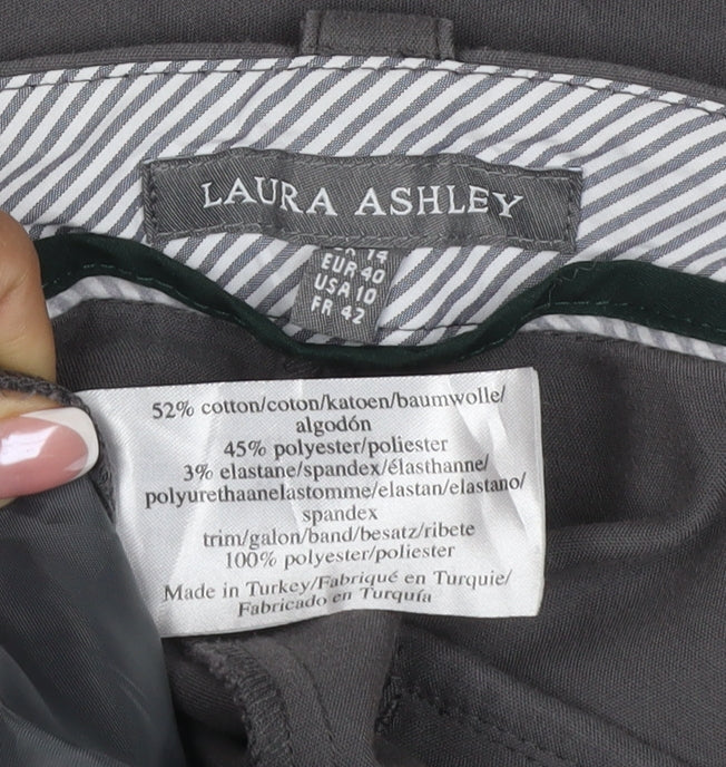 Laura Ashley Women Grey UK 14 Straight Leg Stretch Dress Trousers