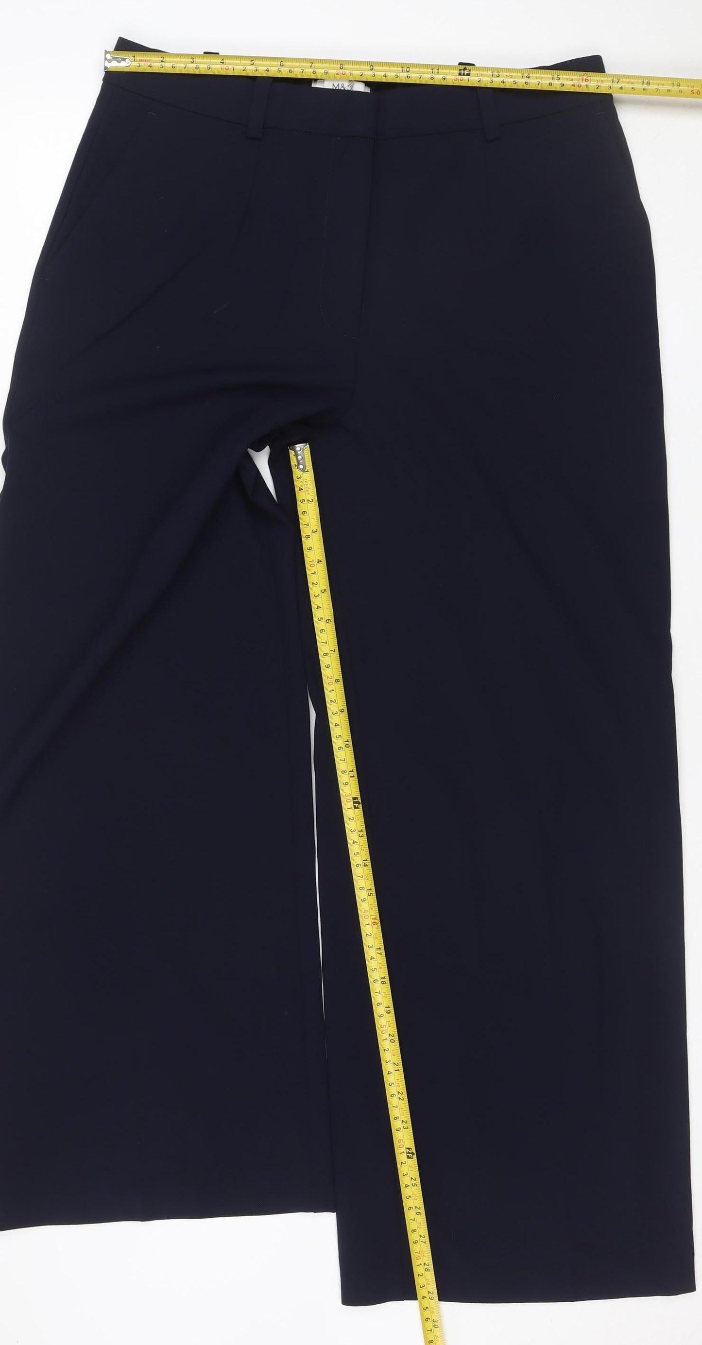 Marks and Spencer Women's Navy Blue UK 16 Regular Straight Dress Trousers