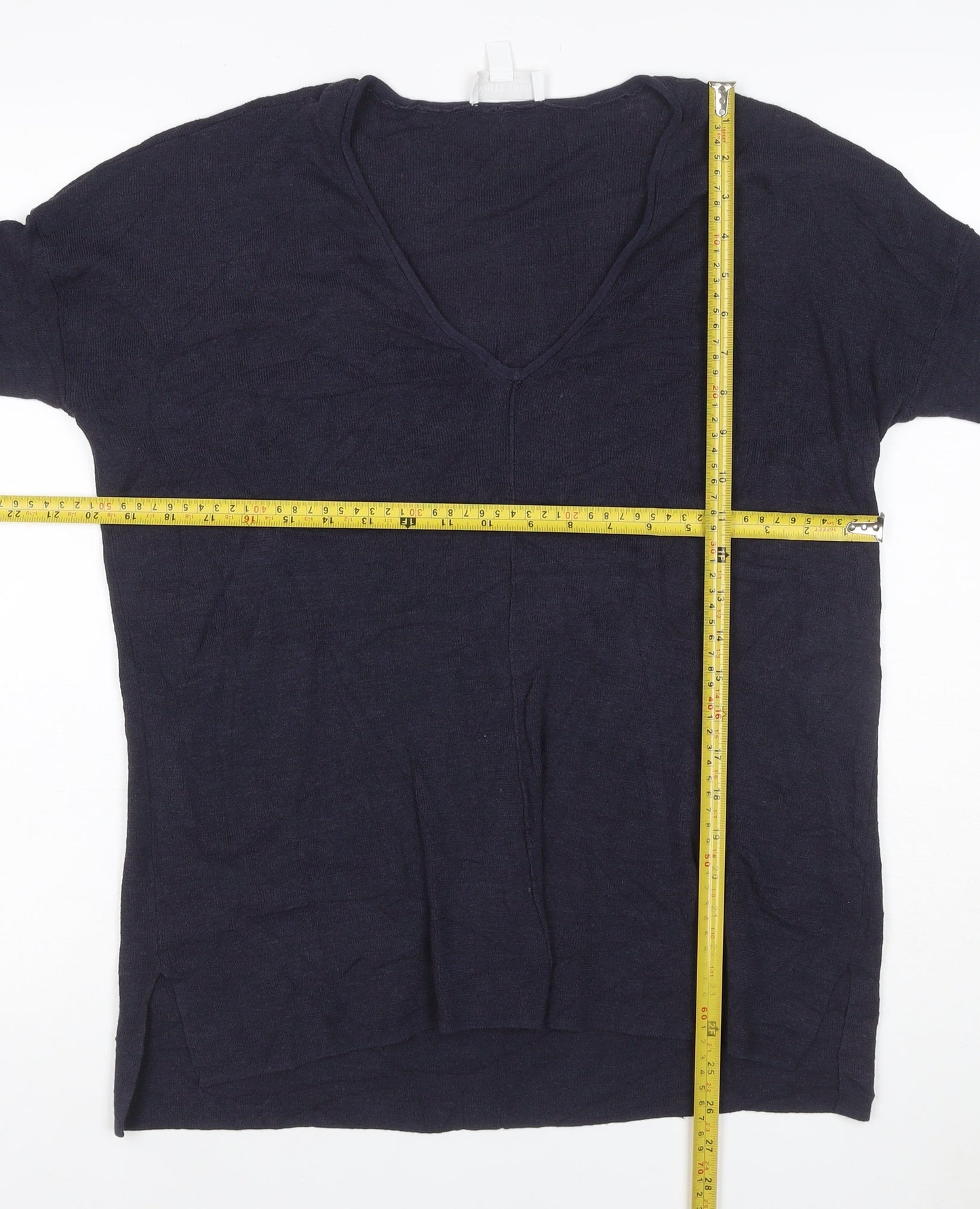 White Label The White Company Women Navy S V-Neck Knit Tunic Top