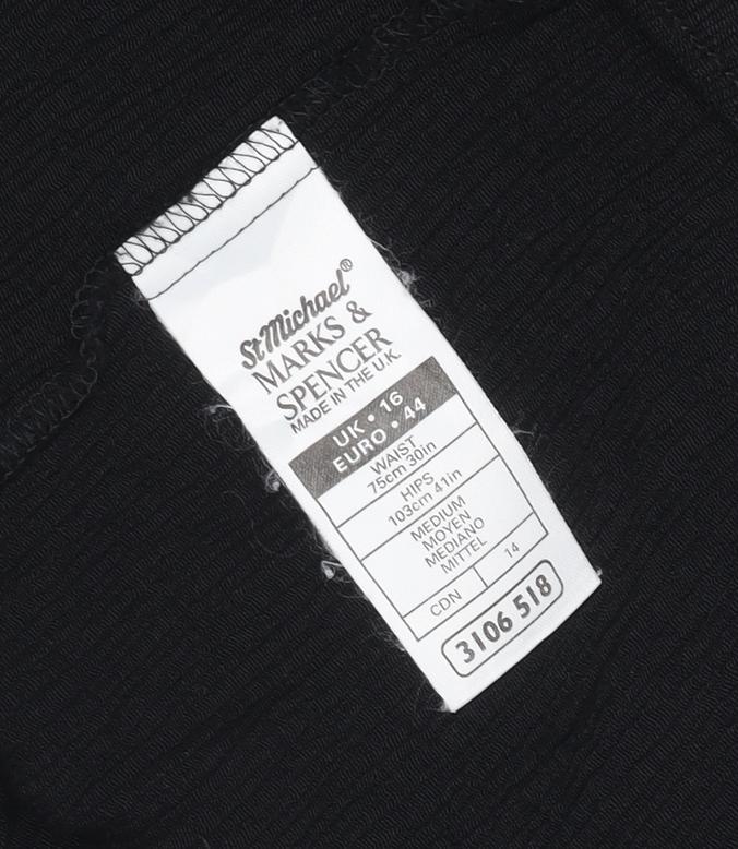 Marks & Spencer Women Black Size 16 Wide Leg Linen Viscose Trousers