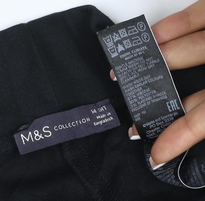 M&S Collection Women’s Black UK 14 Short Straight Tailored Trousers
