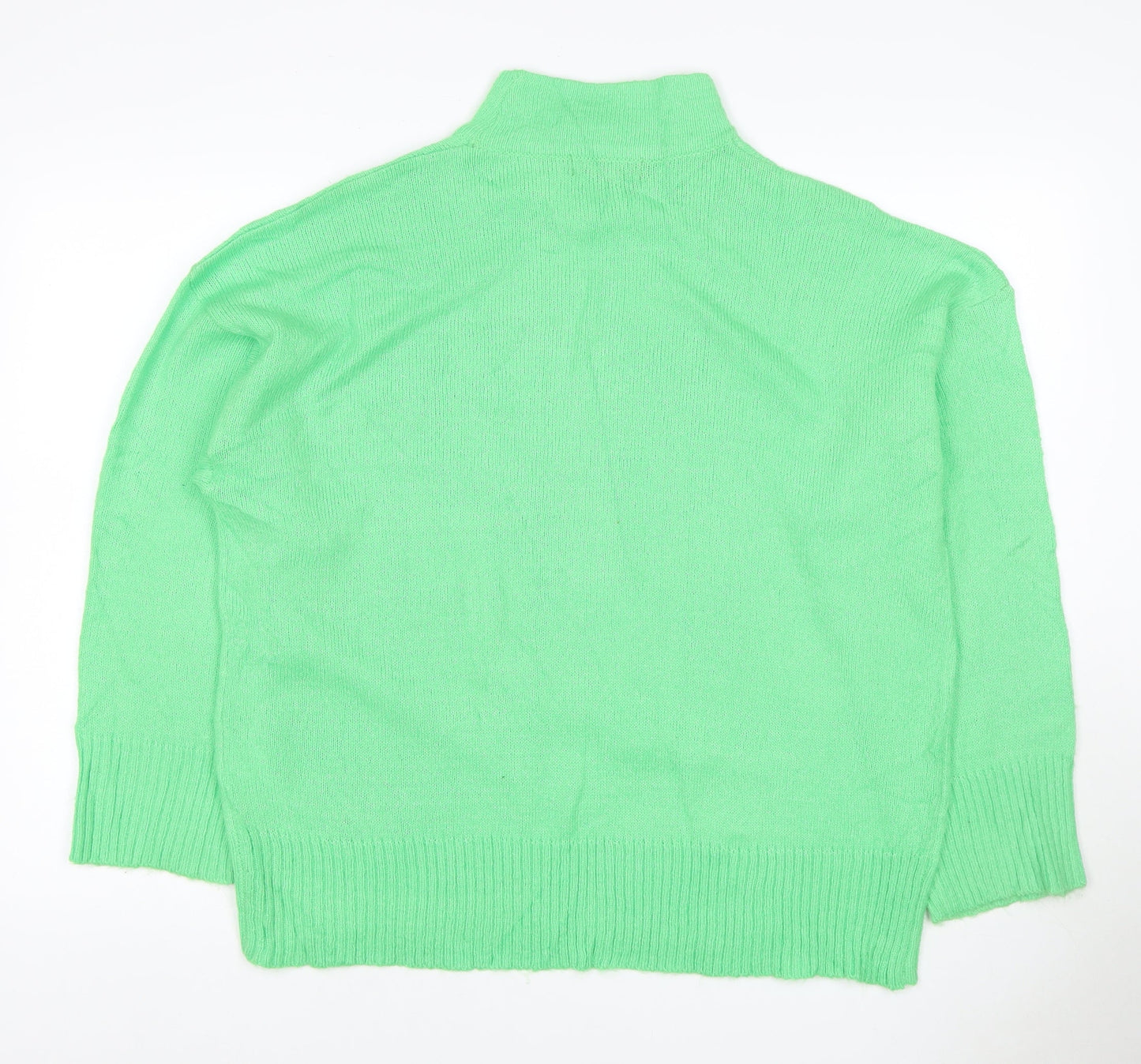 Missguided Women Green UK 6 Acrylic Knit Mock Neck Pullover Jumper