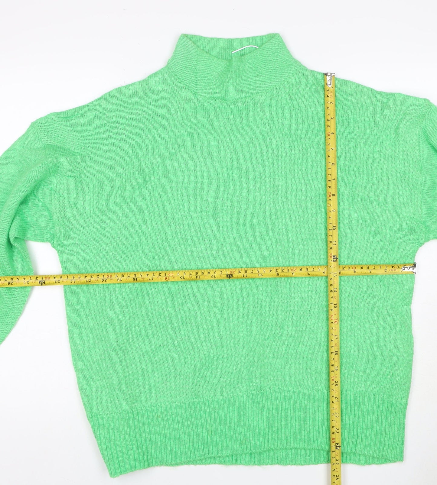 Missguided Women Green UK 6 Acrylic Knit Mock Neck Pullover Jumper