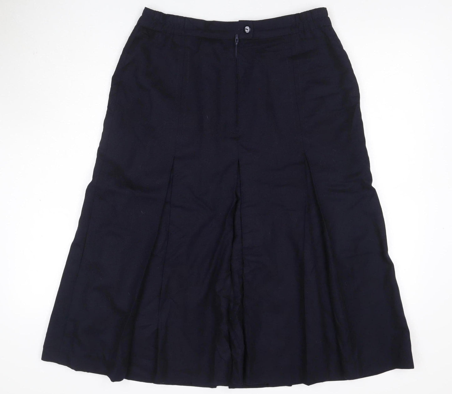 Ballucci Women Black UK 18 Wool Pleated Flare Knee Length Skirt