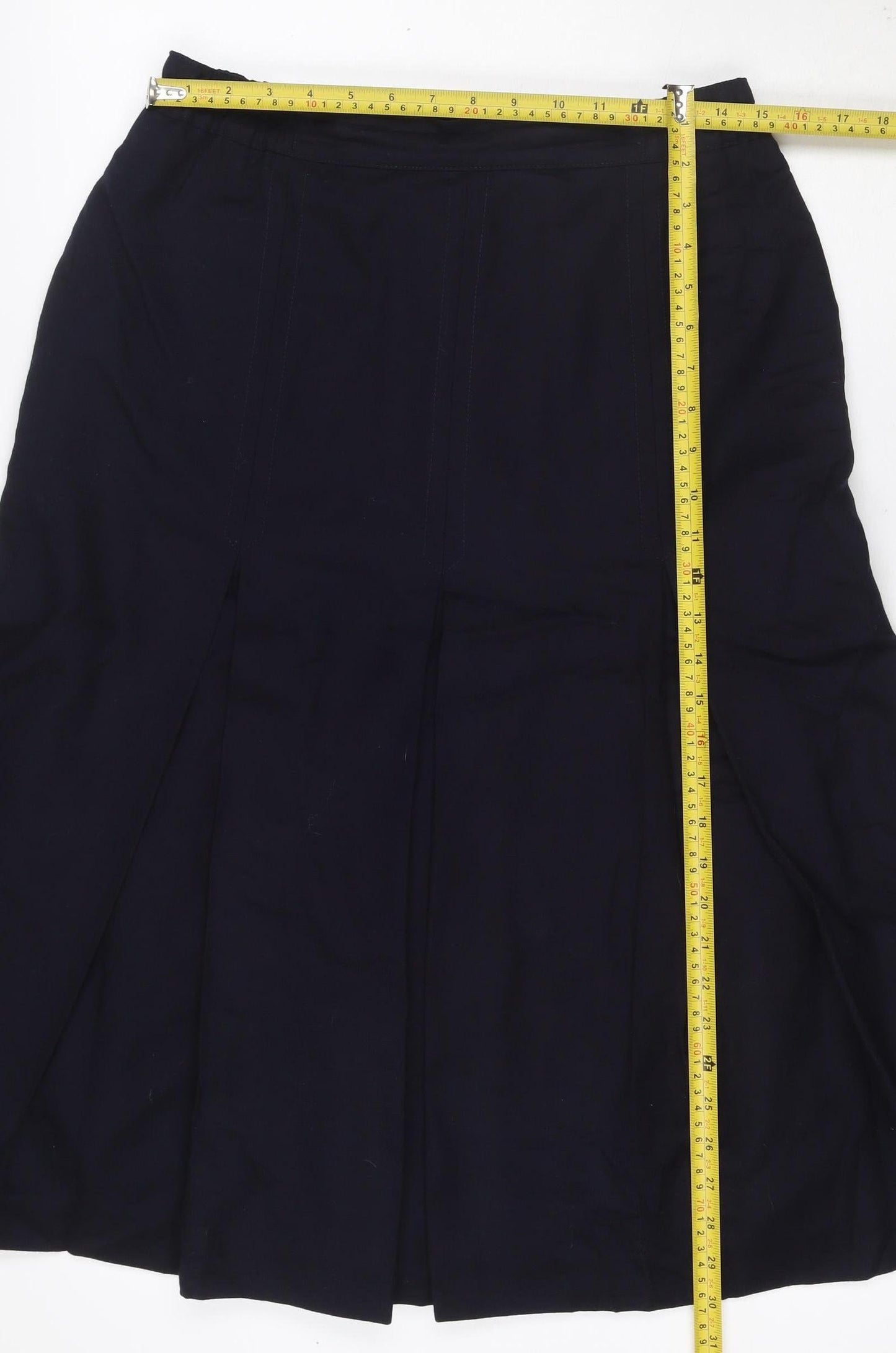 Ballucci Women Black UK 18 Wool Pleated Flare Knee Length Skirt