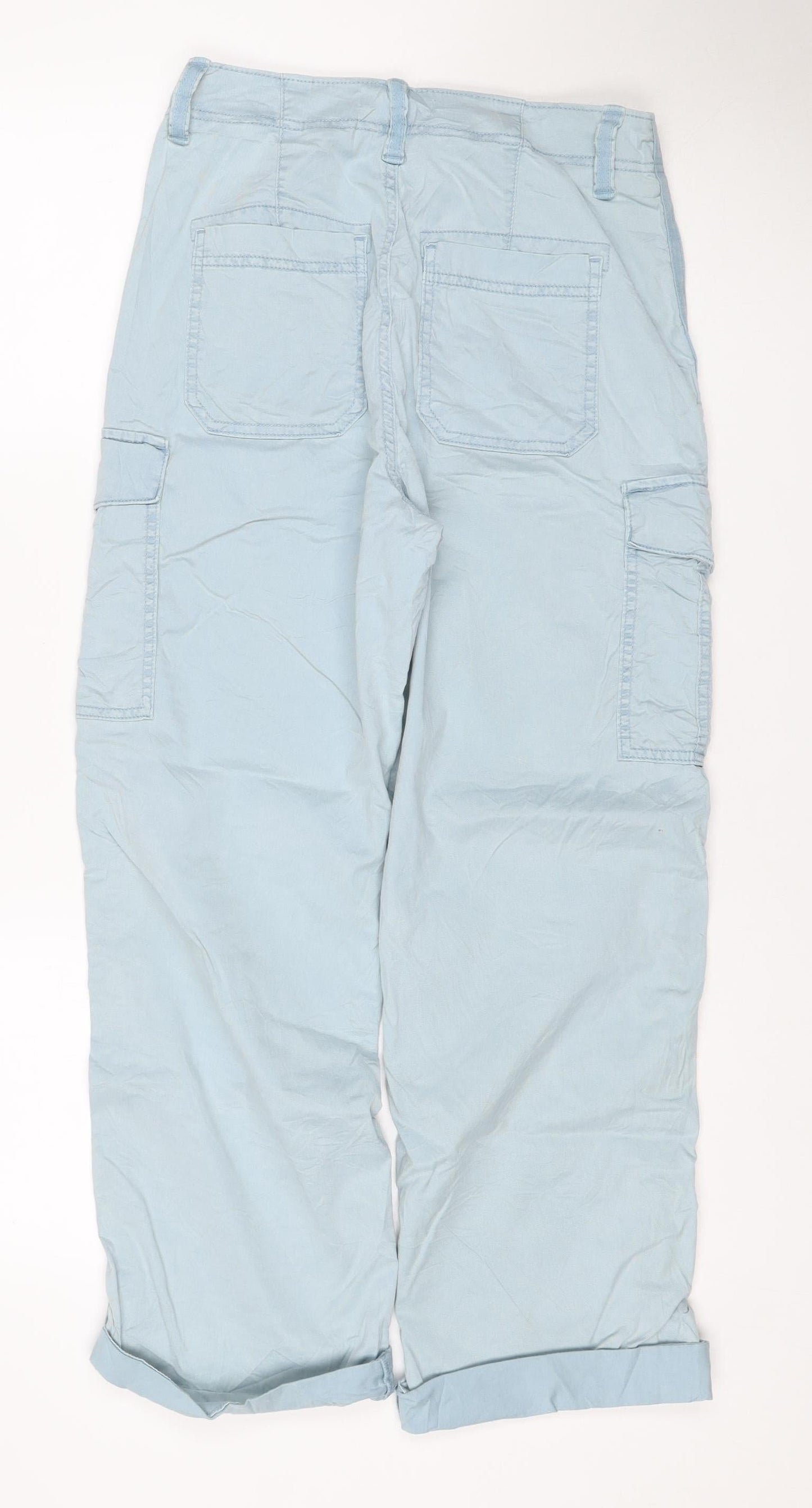 Marks & Spencer Women Blue Size 8 Long Cargo Cropped Trousers