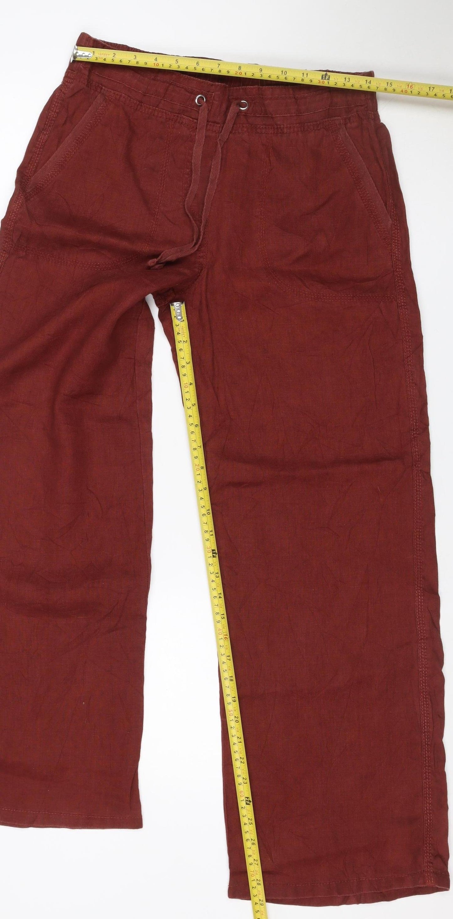 Marks & Spencer Women’s Brown Linen Wide-Leg Trousers UK 12