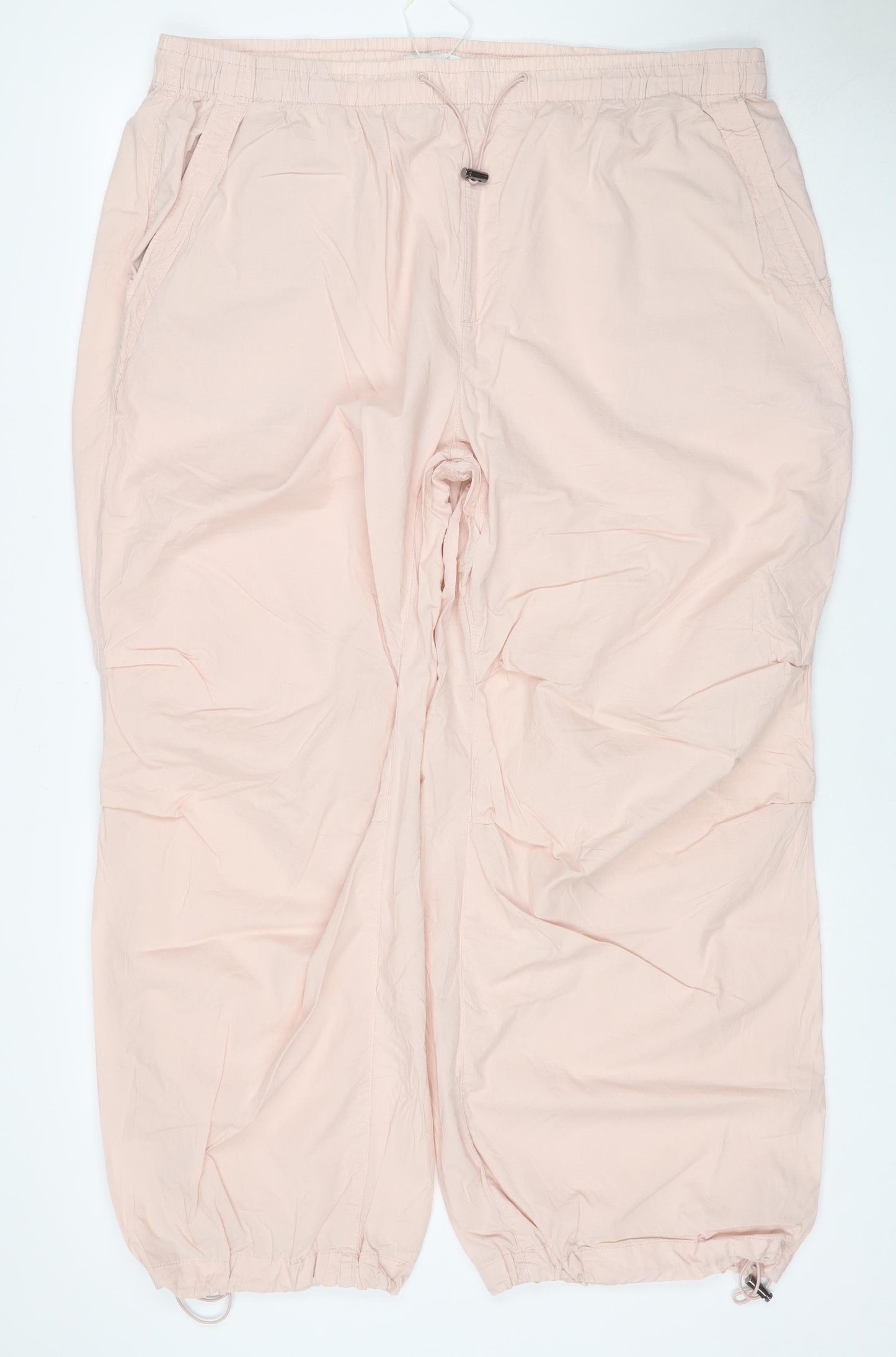 Marks & Spencer Women Pink UK 20 Short Cotton Drawstring Jogger Trousers