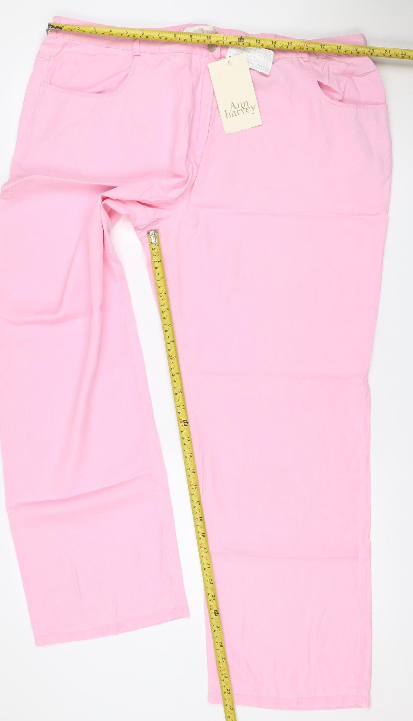 Ann Harvey Women Pink Size 20 Lyocell Straight Leg Trousers