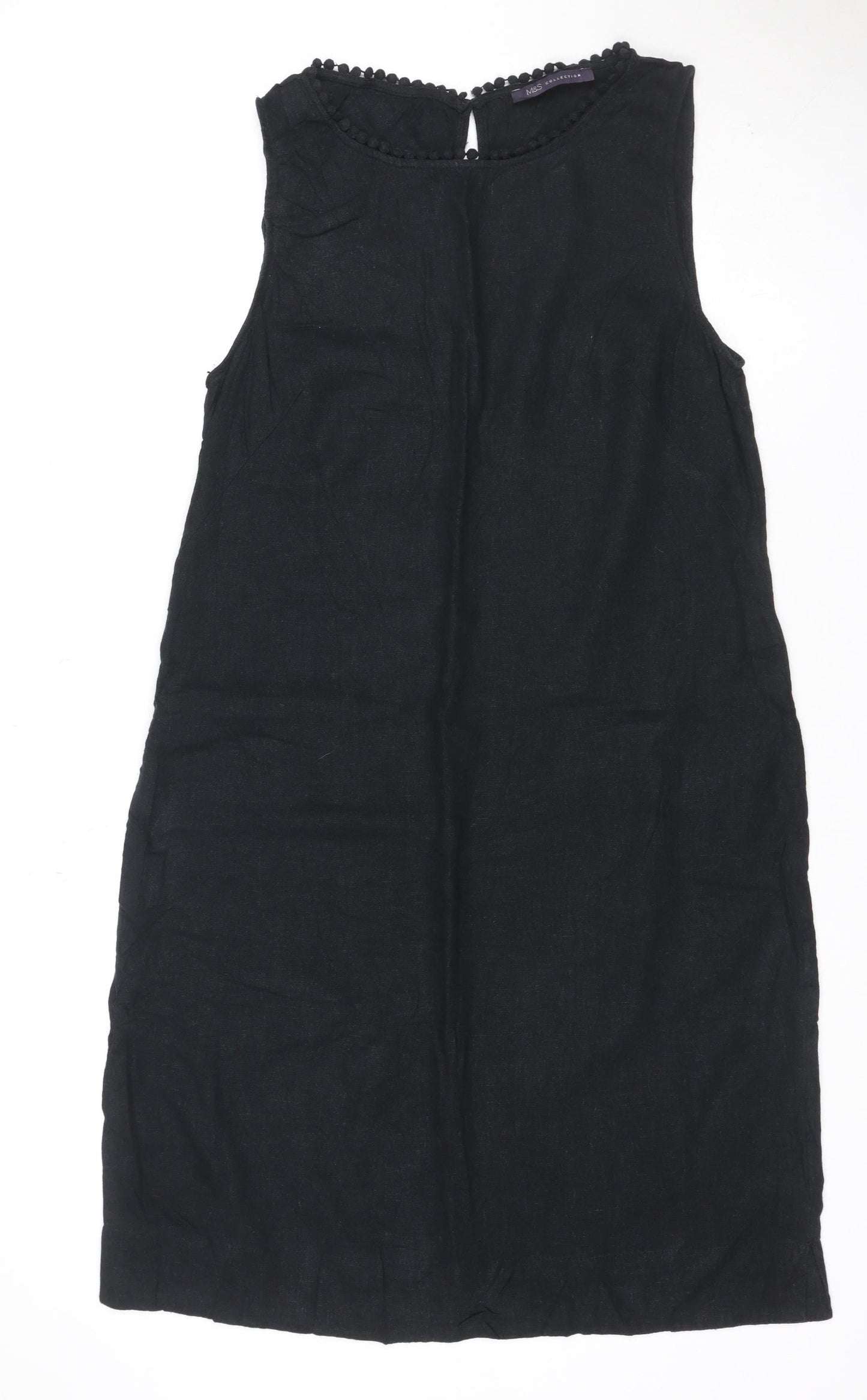 M&S Collection Women’s Black Linen Blend UK 10 Knee Length Sheath Dress