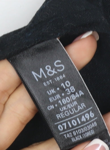 M&S Collection Women’s Black Linen Blend UK 10 Knee Length Sheath Dress