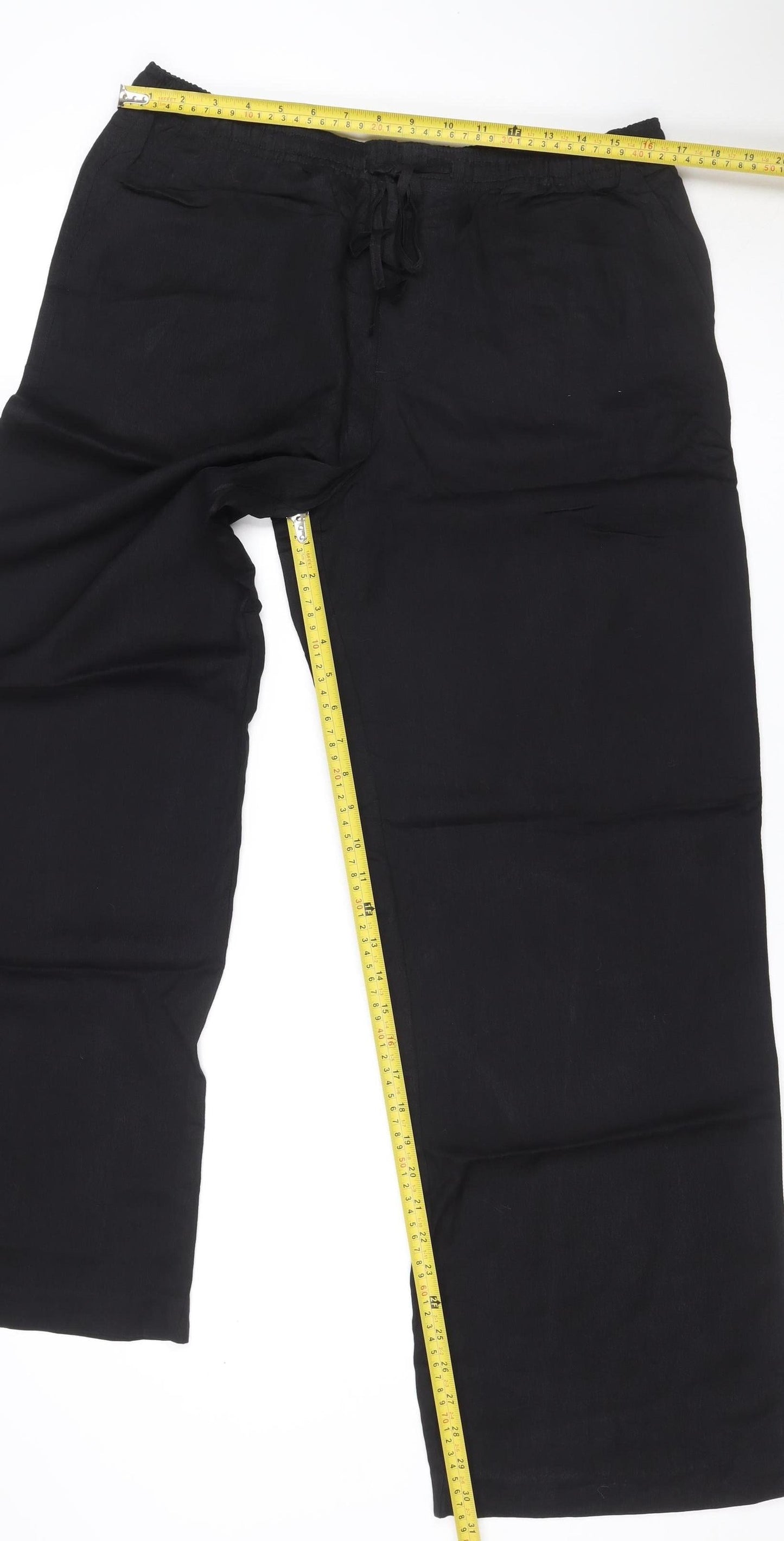 Zara Women Black UK 14 Wide-Leg Modal Drawstring Trousers