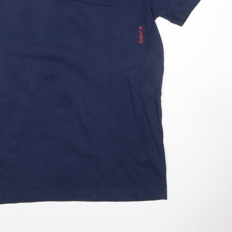 Additional view of HUGO Men's Blue S Crew Neck Logo T-Shirt Short Sleeve