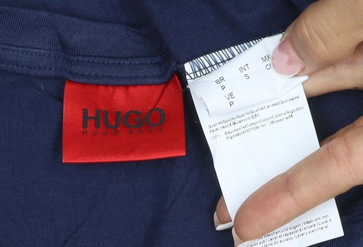 Additional view of HUGO Men's Blue S Crew Neck Logo T-Shirt Short Sleeve