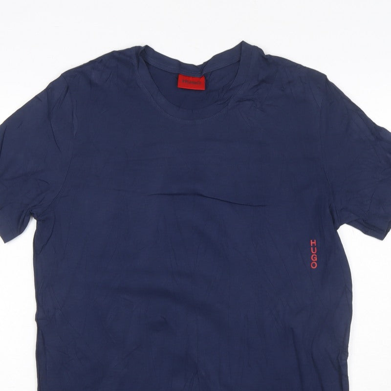 Additional view of HUGO Men's Blue S Crew Neck Logo T-Shirt Short Sleeve