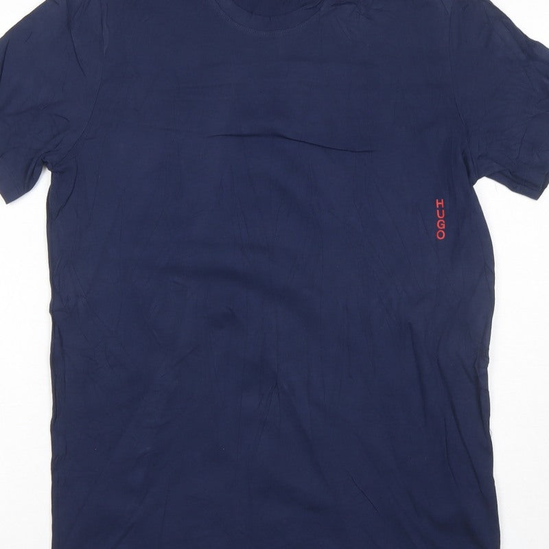 Additional view of HUGO Men's Blue S Crew Neck Logo T-Shirt Short Sleeve