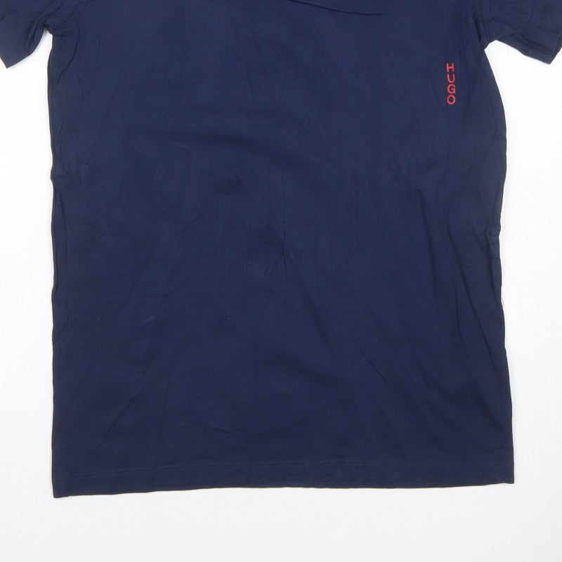 Additional view of HUGO Men's Blue S Crew Neck Logo T-Shirt Short Sleeve