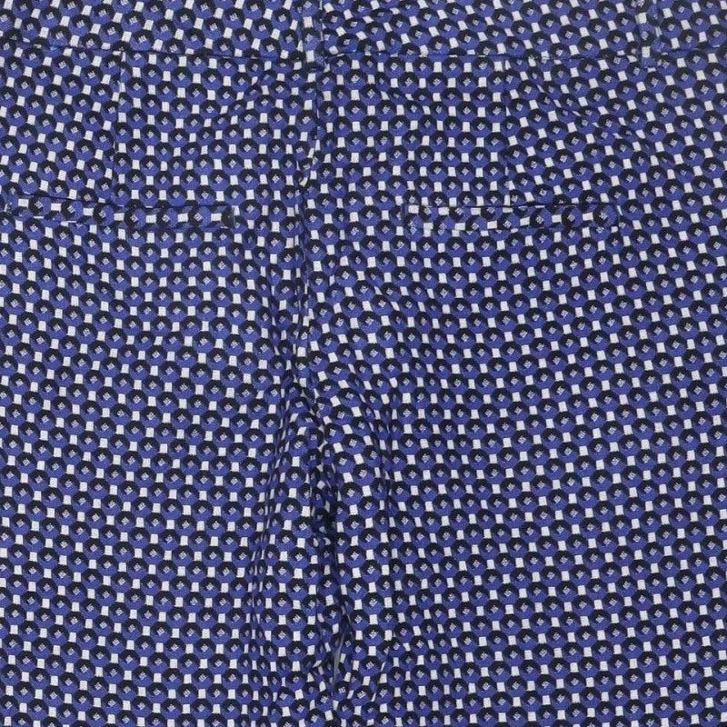 Zara Women Blue Geometric Print UK 12 Flared Trousers