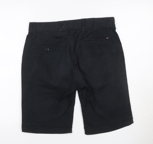 Tommy Jeans Men Black Size 30 Cropped Chino Shorts Stretch Logo