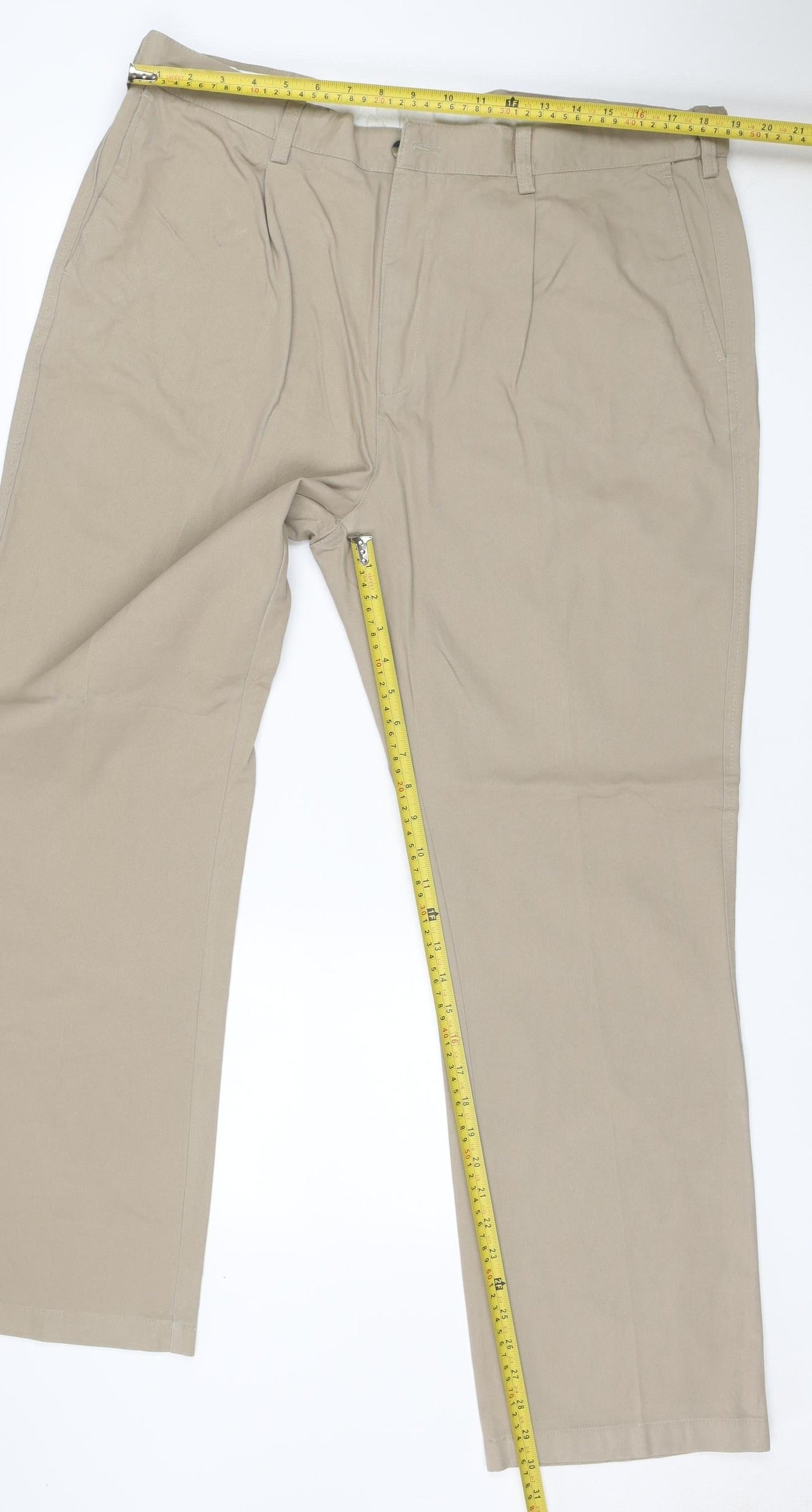 Cotton Traders Men’s Beige Size 40 Straight Cotton Trousers 31 Leg