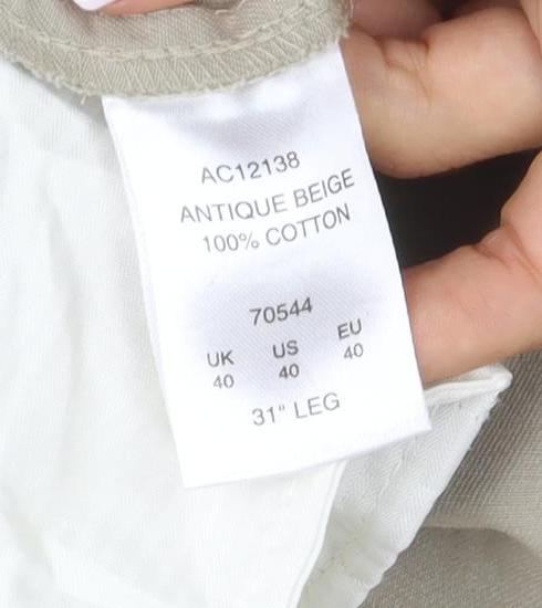 Cotton Traders Men’s Beige Size 40 Straight Cotton Trousers 31 Leg