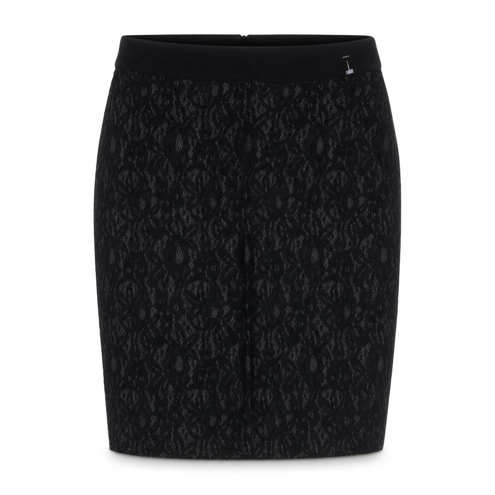 Front view of ESPRIT Women Black UK 8 Floral Lace Pencil Knee Length Skirt